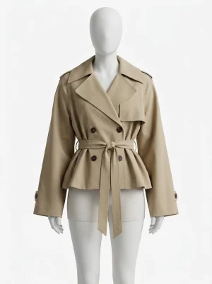 Trench court ample femme silhouette moderne ajustable - Vue 1 - Trench court