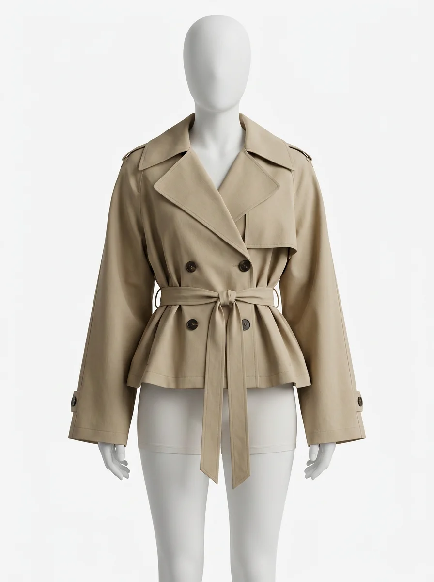 Trench court ample femme silhouette moderne ajustable - Vue 1 - Trench court