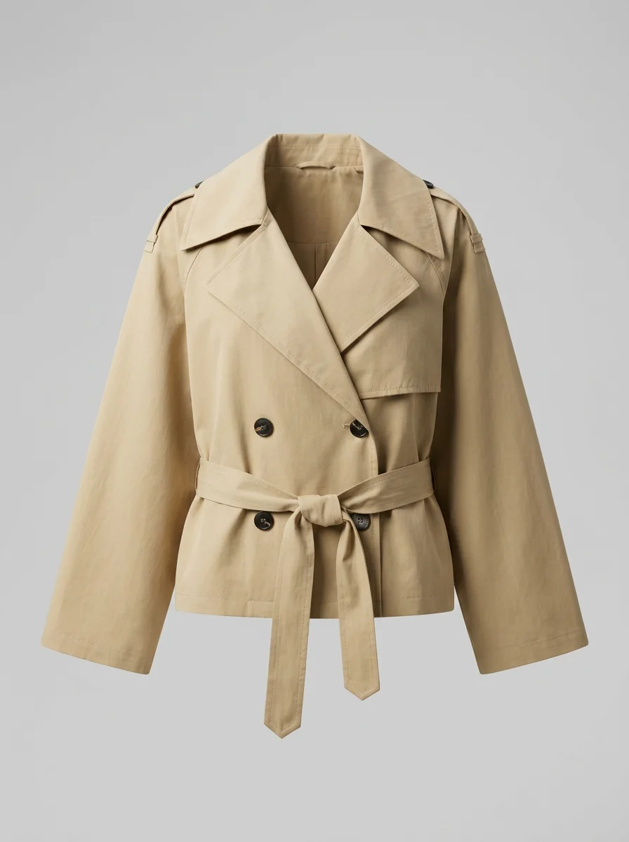 Trench court ample femme silhouette moderne ajustable - Vue 12 - Trench court