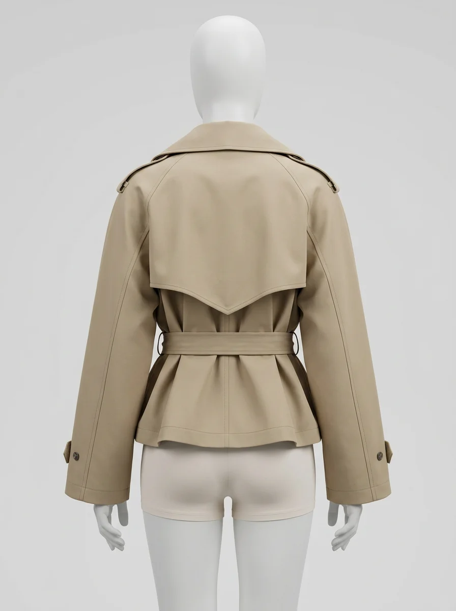 Trench court ample femme silhouette moderne ajustable - Vue 2 - Trench court