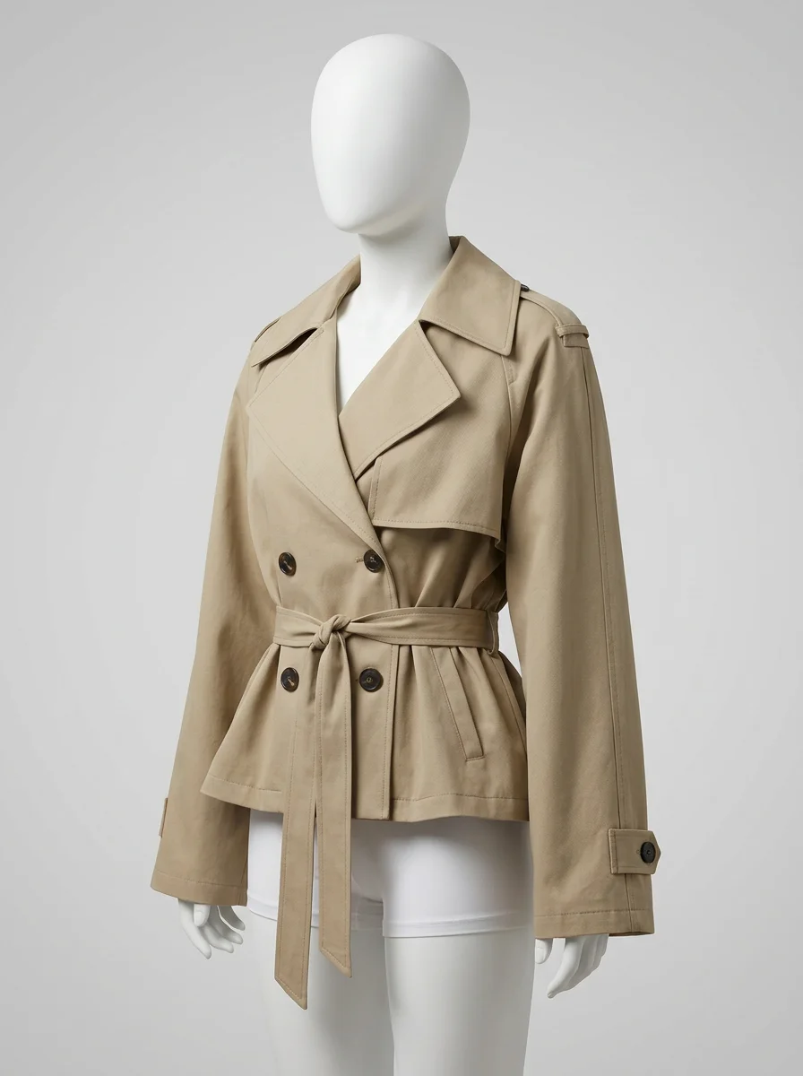 Trench court ample femme silhouette moderne ajustable - Vue 3 - Trench court