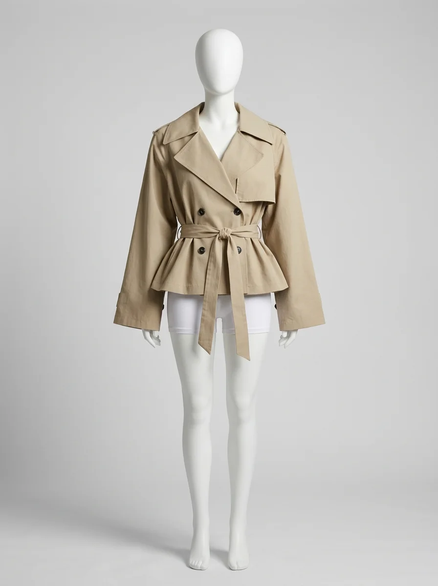 Trench court ample femme silhouette moderne ajustable - Vue 6 - Trench court