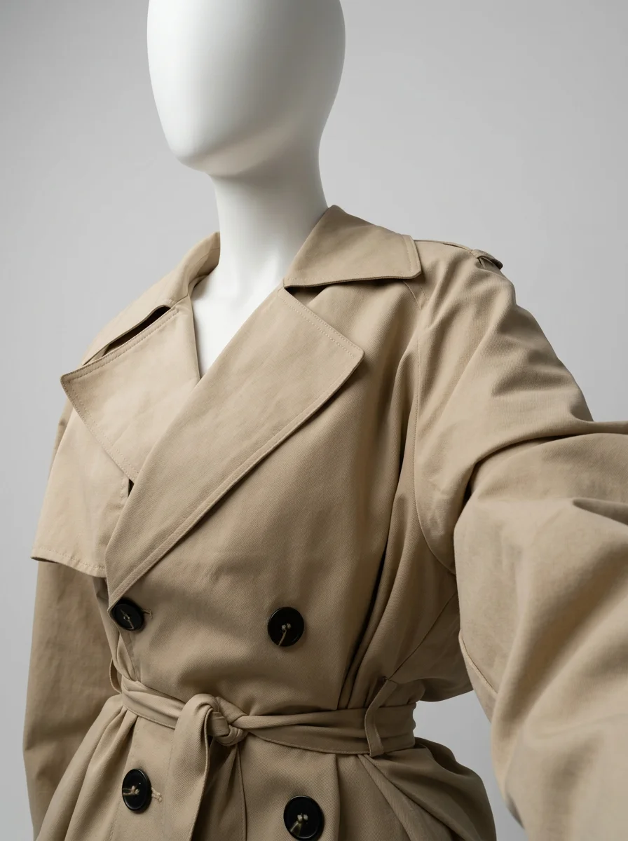 Trench court ample femme silhouette moderne ajustable - Vue 7 - Trench court