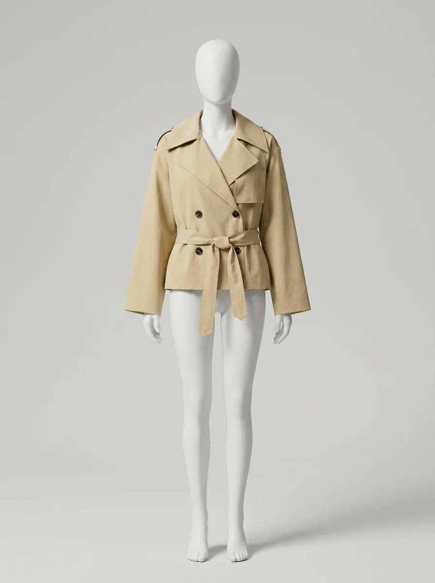 Trench court ample femme silhouette moderne ajustable - Vue 8 - Trench court