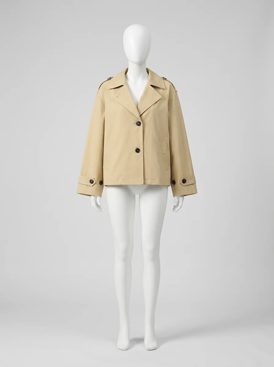 Trench court ample femme silhouette moderne ajustable - Vue 9 - Trench court