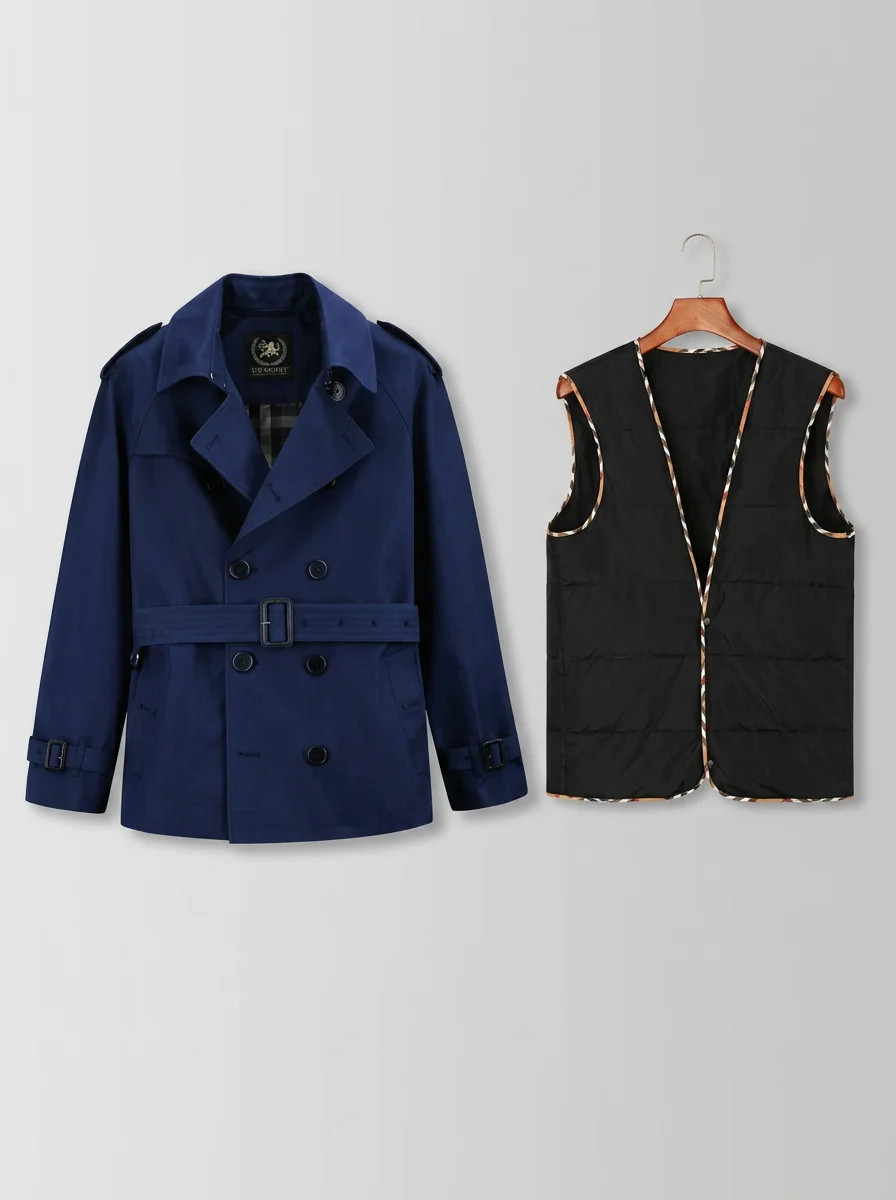 Trench court coton doublure amovible business homme - Vue 13 - Trench court