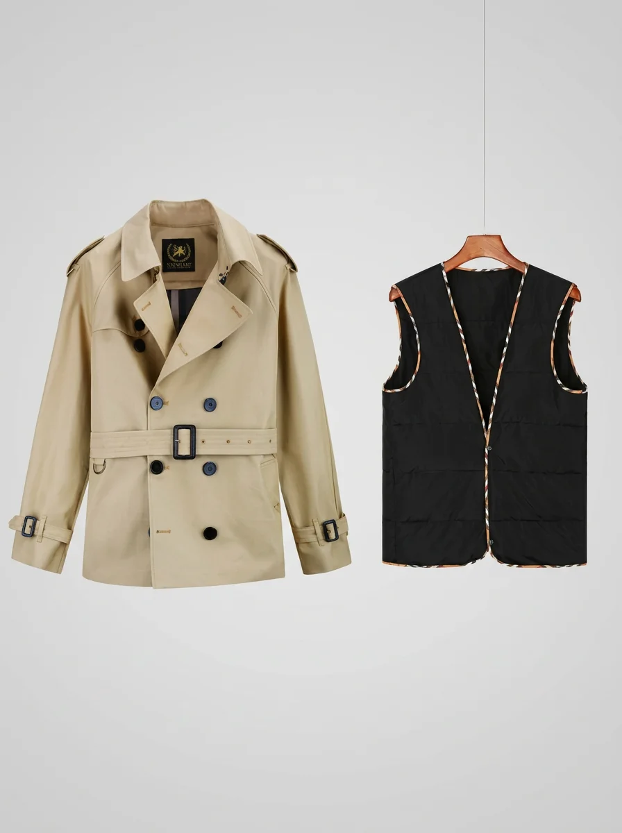 Trench court coton doublure amovible business homme - Vue 18 - Trench court