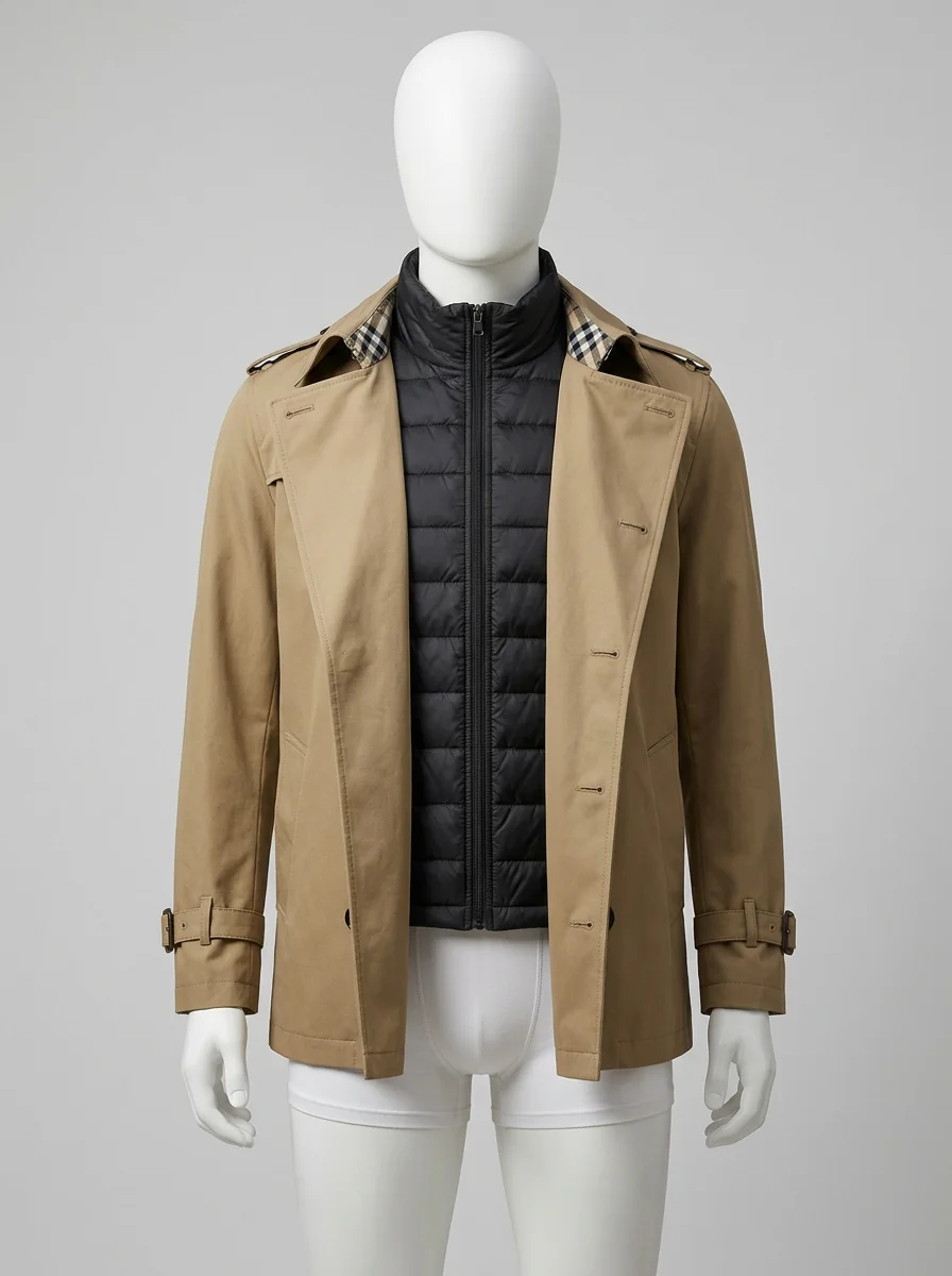 Trench court coton doublure amovible business homme - Vue 5 - Trench court