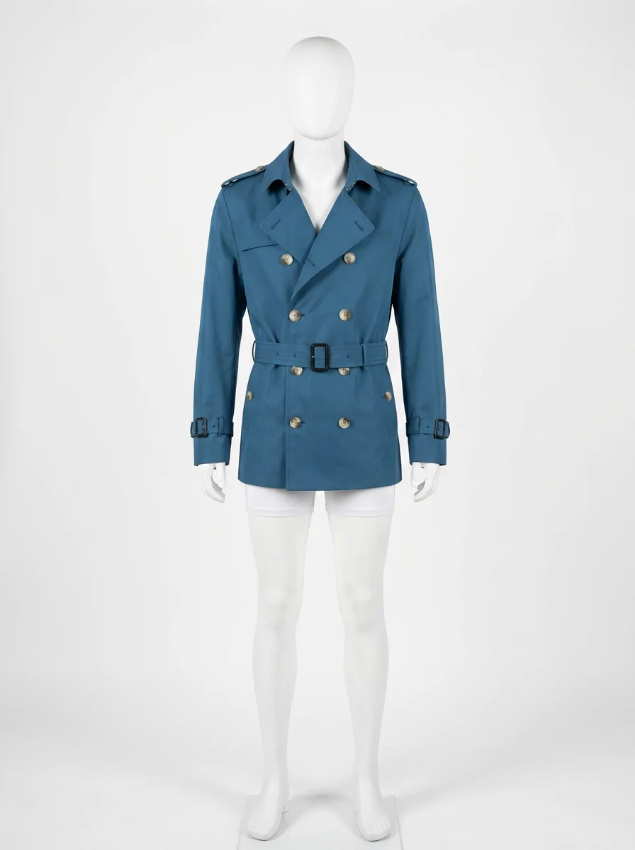 Trench court coton homme style britannique doublé - Vue 1 - Trench court