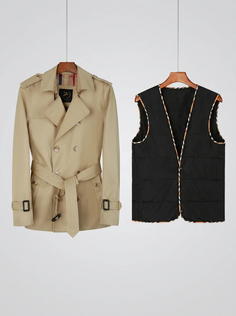 Trench court coton homme style britannique doublé - Vue 10 - Trench court