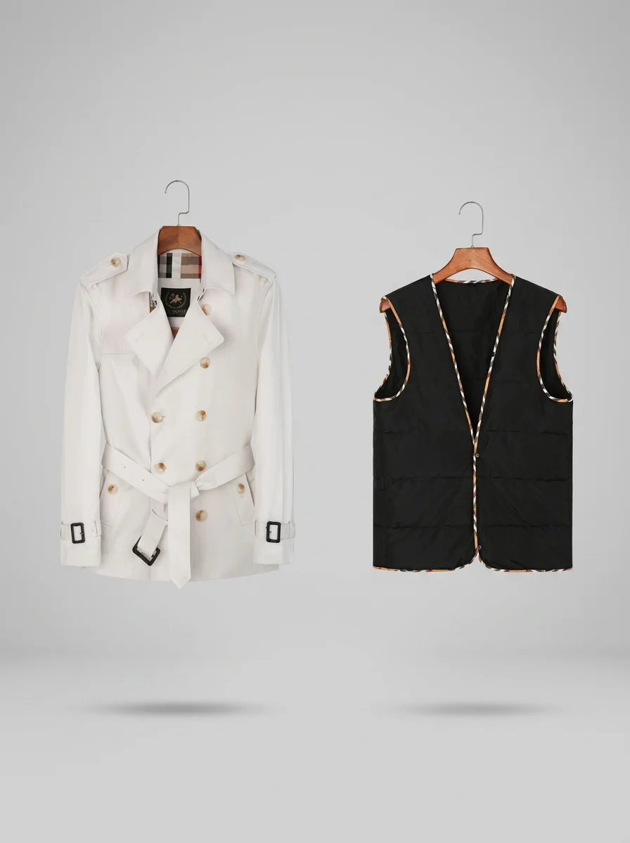 Trench court coton homme style britannique doublé - Vue 11 - Trench court