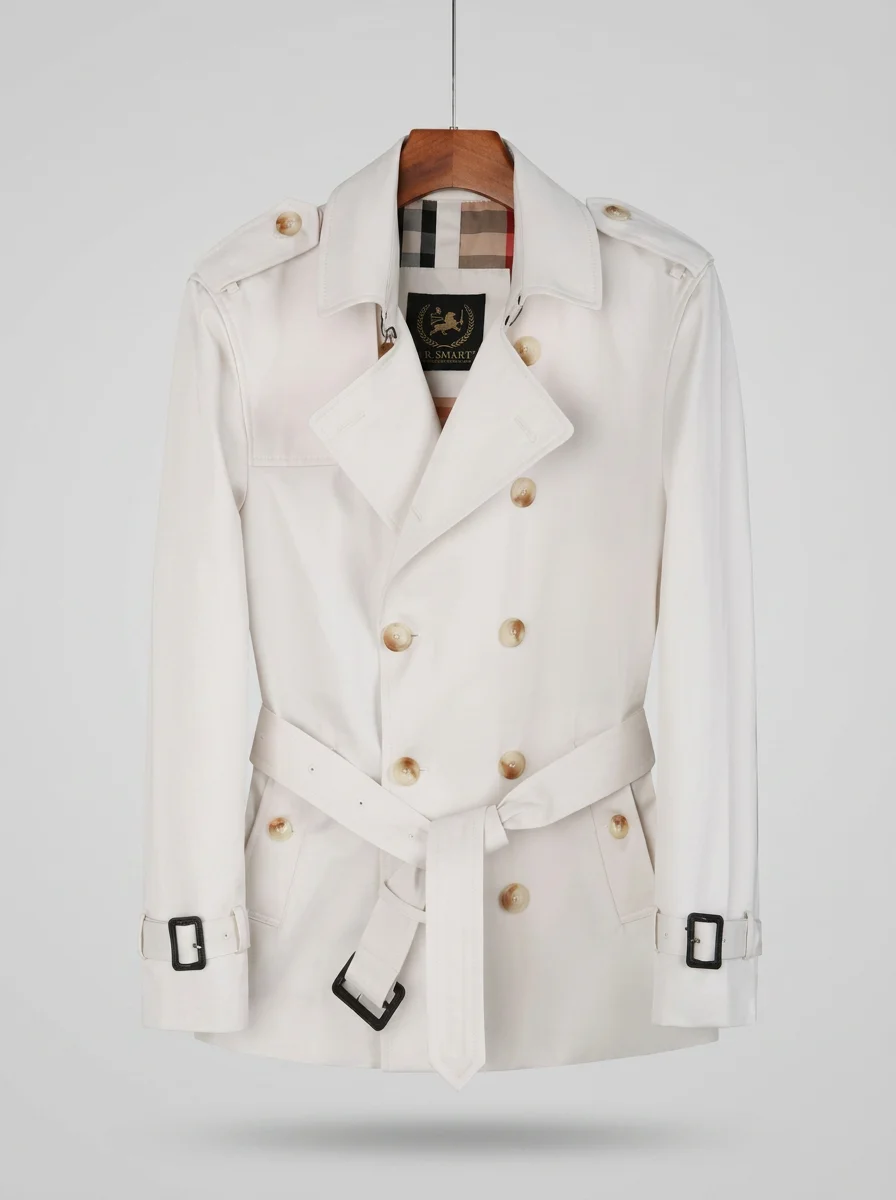 Trench court coton homme style britannique doublé - Vue 13 - Trench court