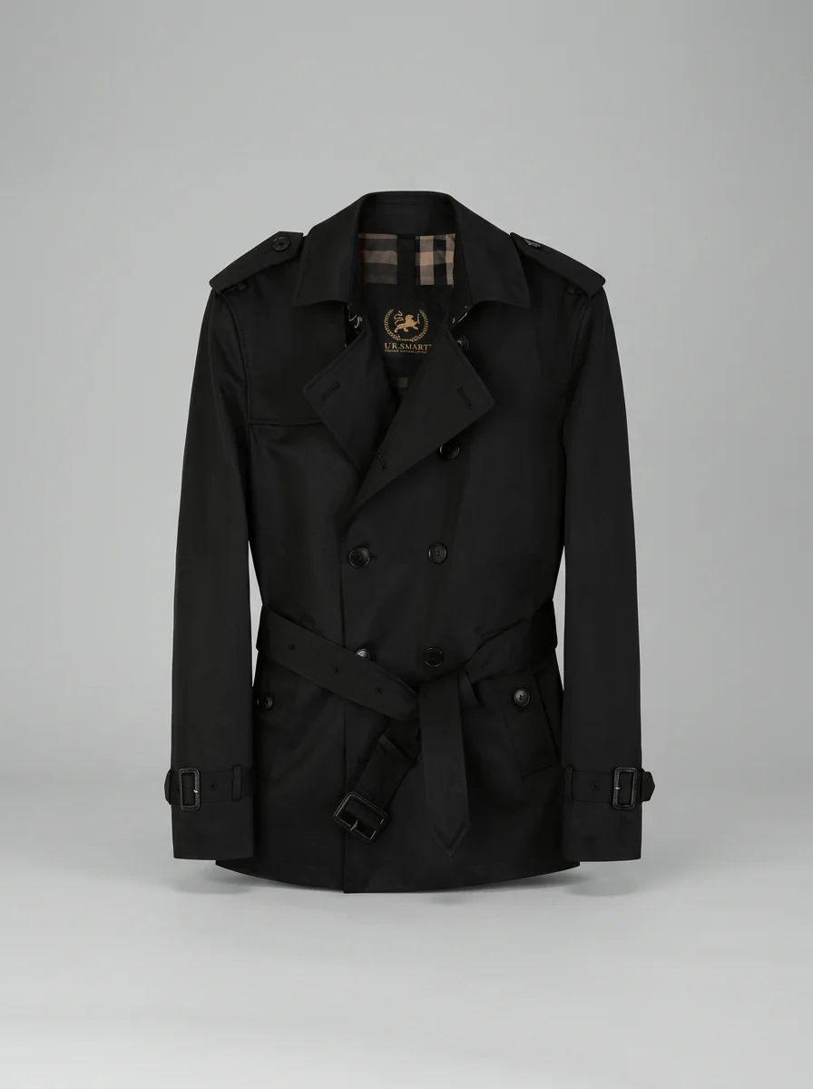Trench court coton homme style britannique doublé - Vue 14 - Trench court