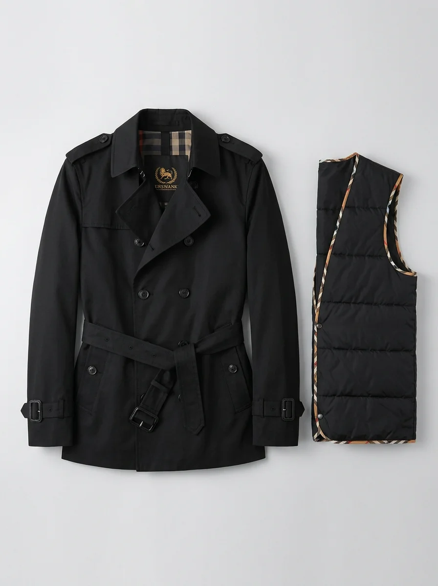 Trench court coton homme style britannique doublé - Vue 16 - Trench court