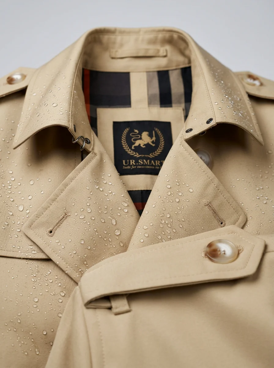 Trench court coton homme style britannique doublé - Vue 7 - Trench court