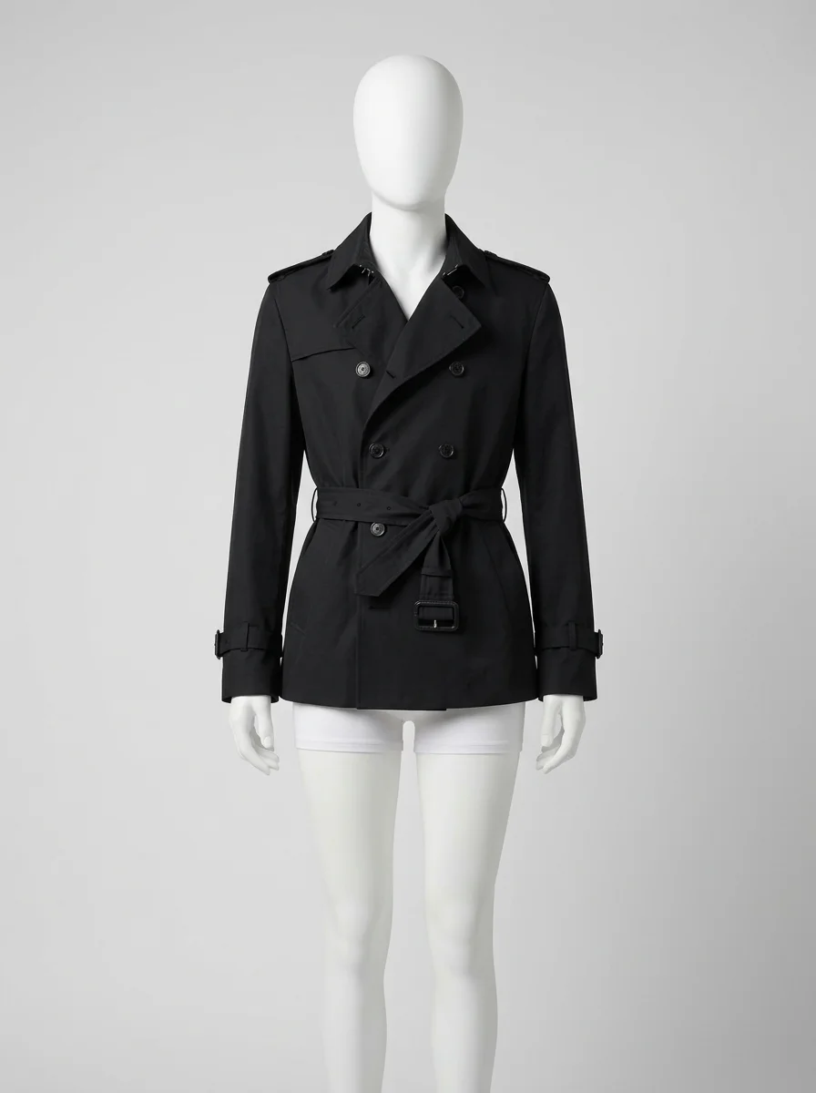 Trench court coton homme style britannique doublé - Vue 8 - Trench court