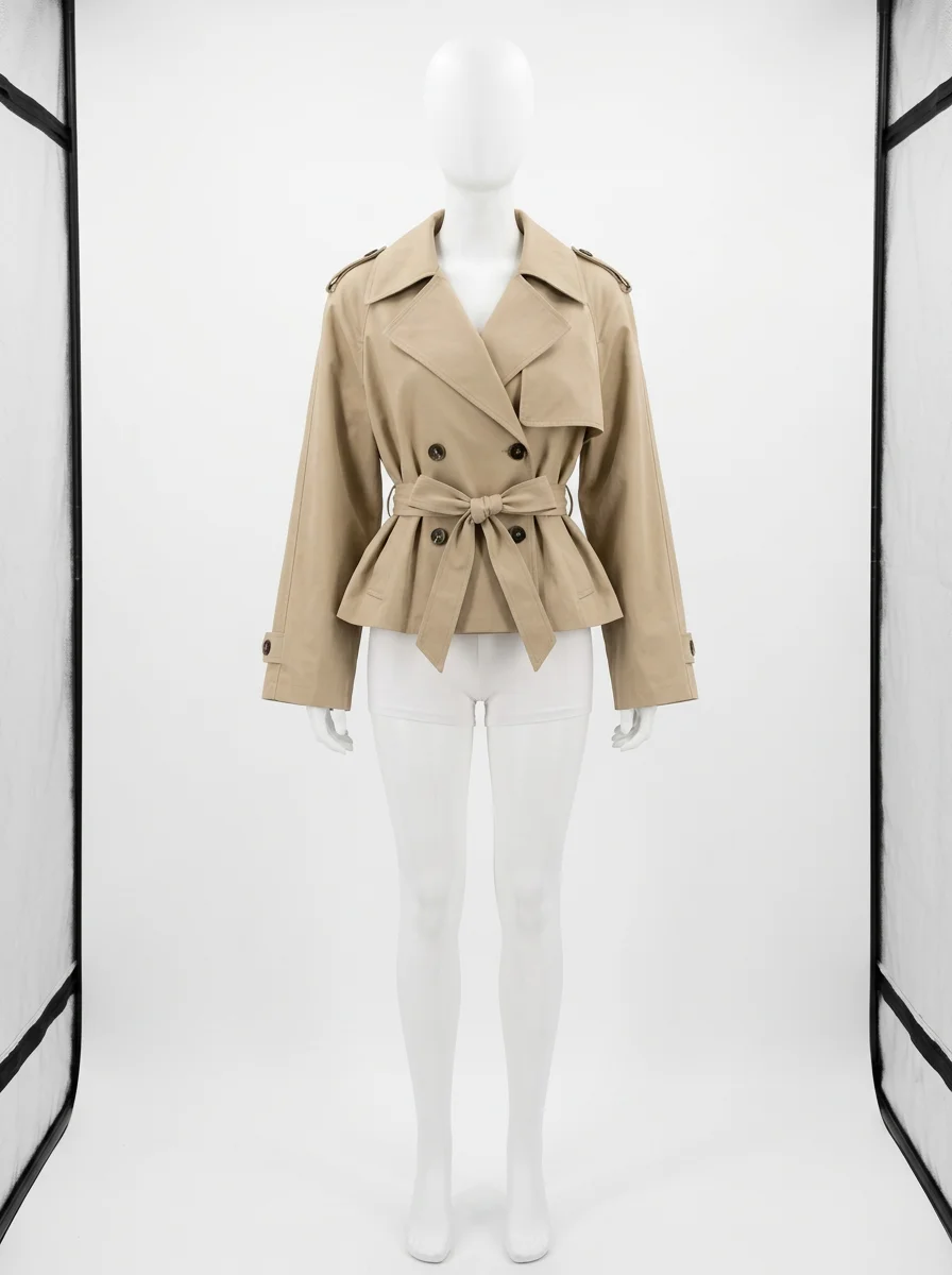 Trench court double boutonnage bureau élégant femme - Vue 1 - Trench court