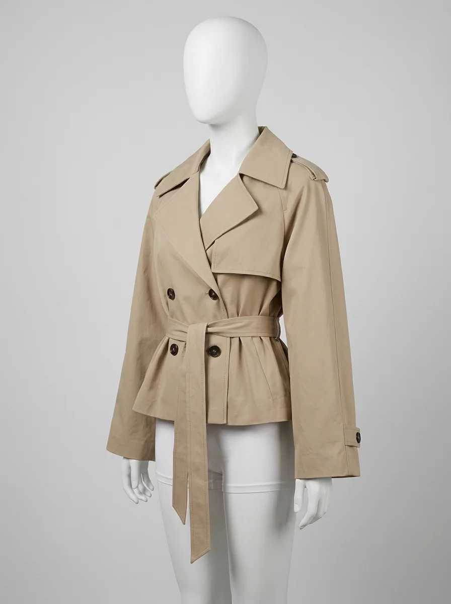 Trench court double boutonnage bureau élégant femme - Vue 2 - Trench court
