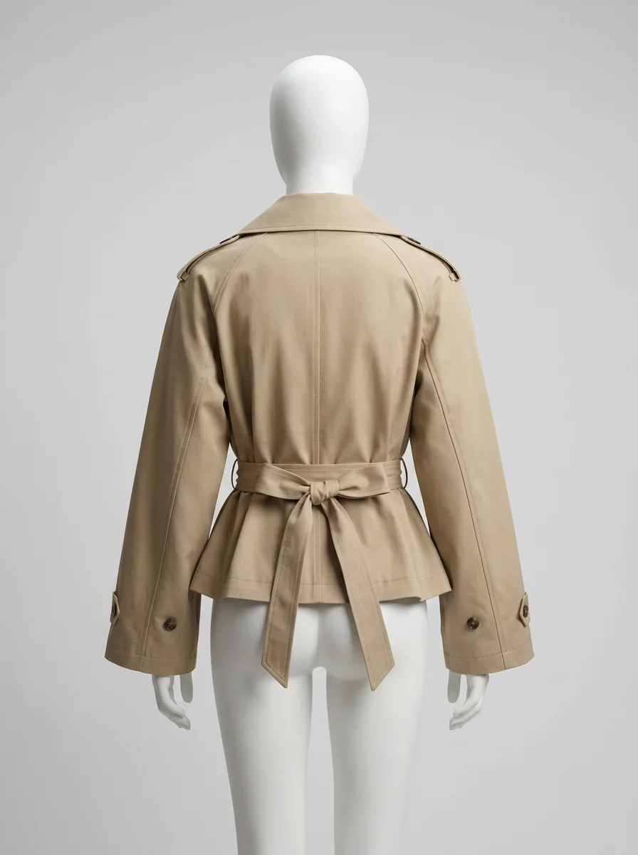 Trench court double boutonnage bureau élégant femme - Vue 3 - Trench court