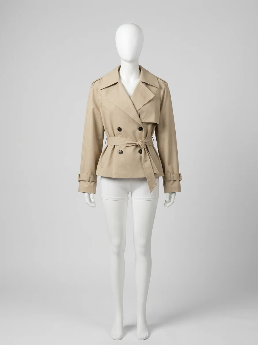 Trench court double boutonnage bureau élégant femme - Vue 5 - Trench court
