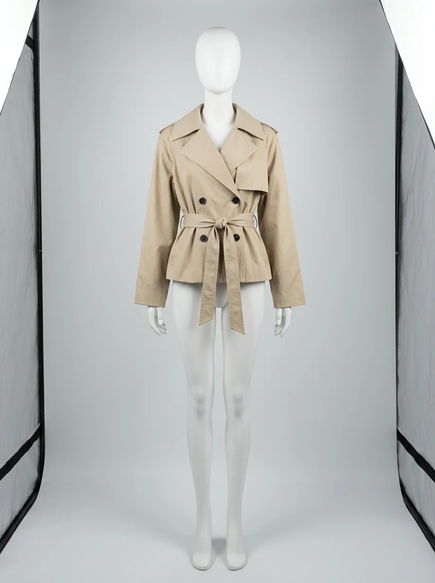 Trench court double boutonnage bureau élégant femme - Vue 6 - Trench court
