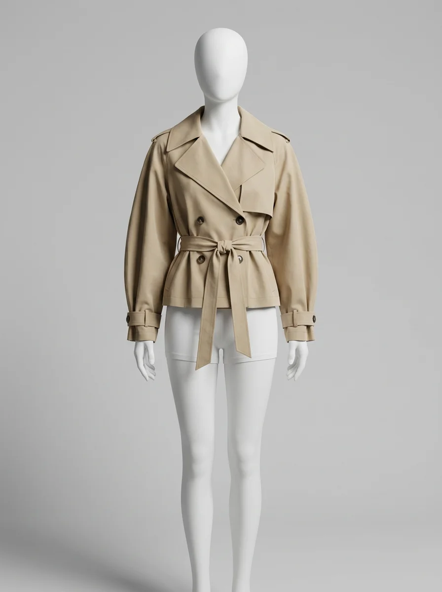 Trench court double boutonnage bureau élégant femme - Vue 7 - Trench court