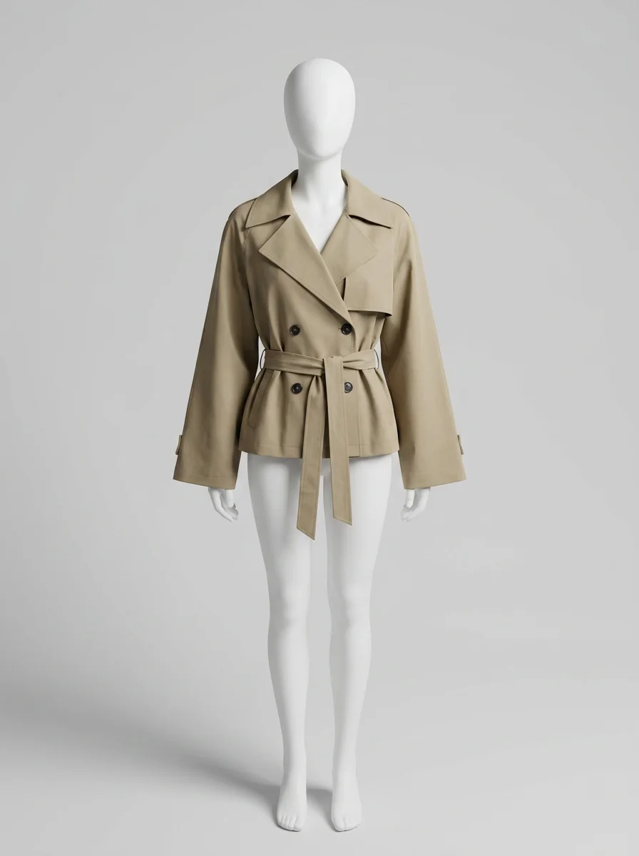 Trench court double boutonnage bureau élégant femme - Vue 8 - Trench court