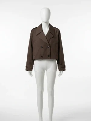 Trench court double boutonnage femme style urbain - Vue 1 - Trench court