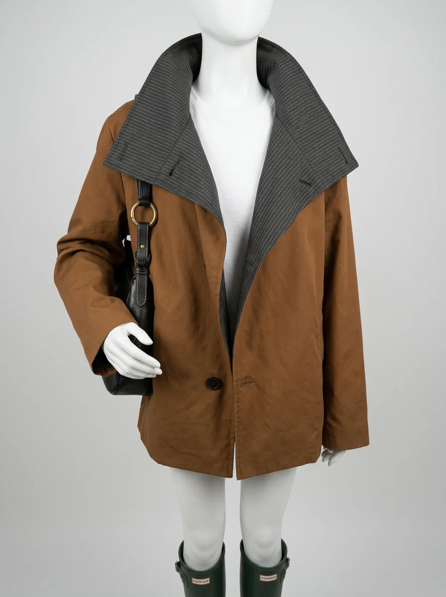 Trench court double face femme col montant décontracté - Vue 9 - Trench court