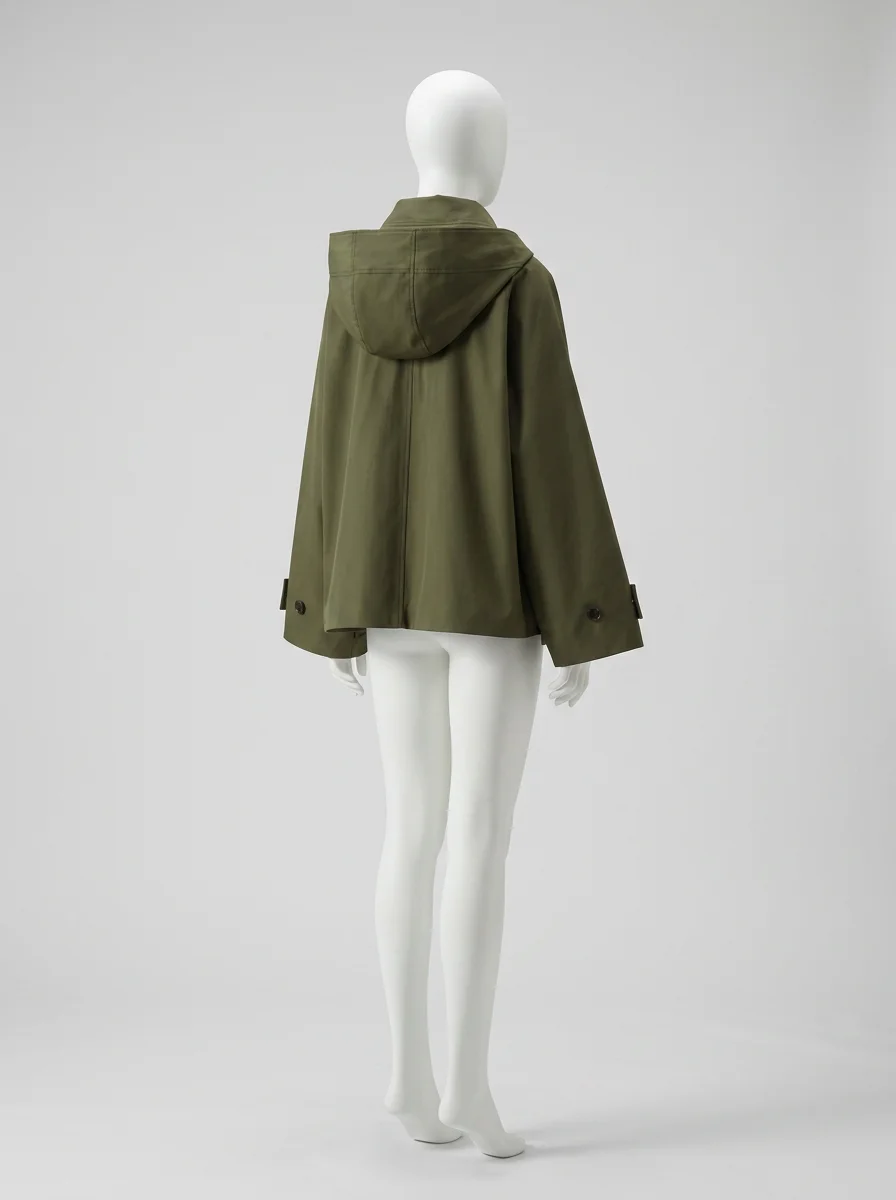 Trench court femme capuche quotidien style minimaliste - Vue 6 - Trench court