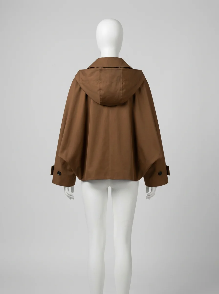 Trench court femme capuche quotidien style minimaliste - Vue 7 - Trench court