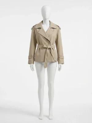 Trench court femme classique professionnel mi-saison avec ceinture - Vue 1 - Trench court