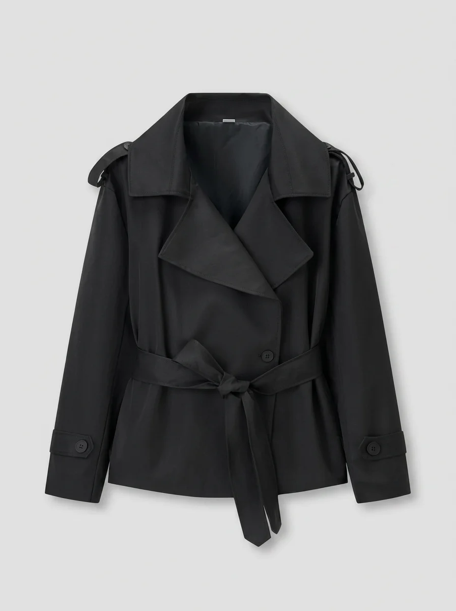 Trench court femme classique professionnel mi-saison avec ceinture - Vue 10 - Trench court