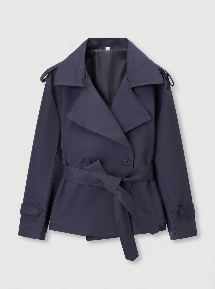 Trench court femme classique professionnel mi-saison avec ceinture - Vue 11 - Trench court