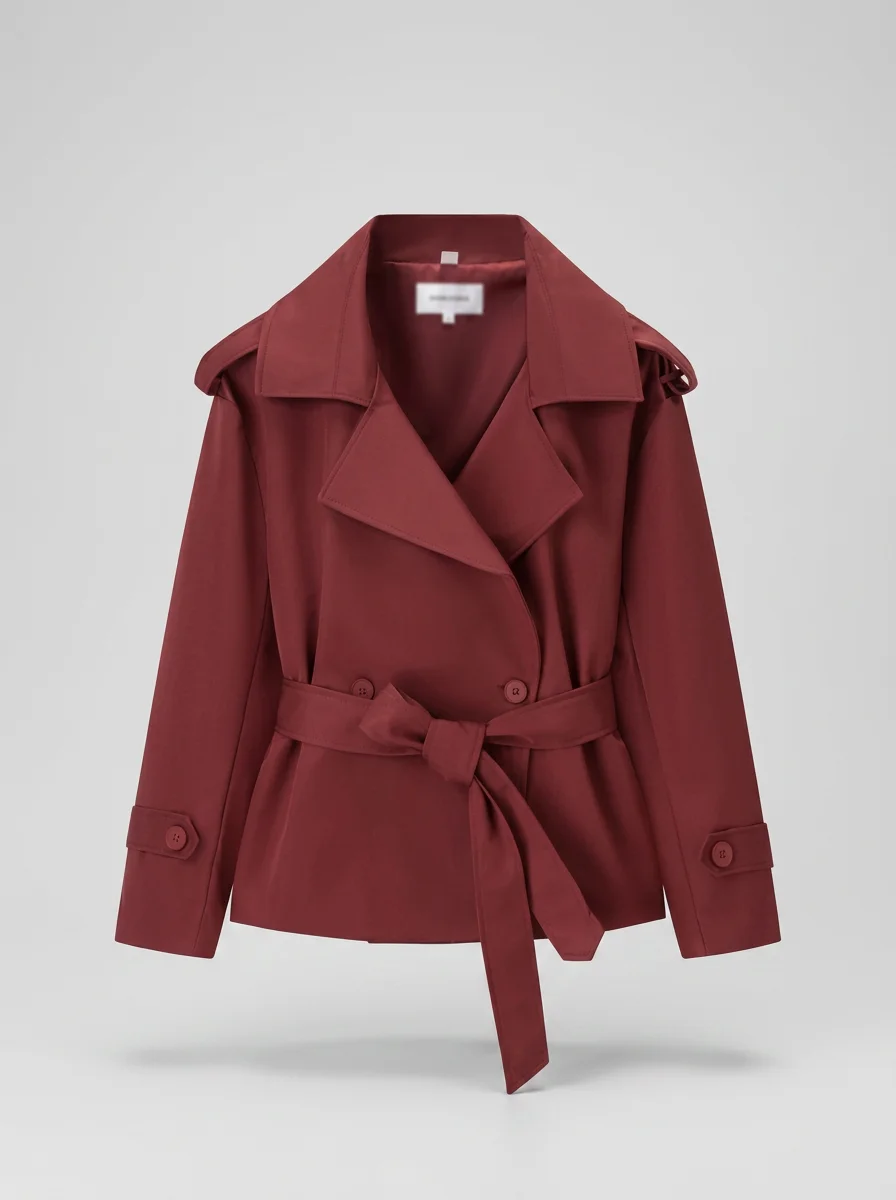 Trench court femme classique professionnel mi-saison avec ceinture - Vue 13 - Trench court