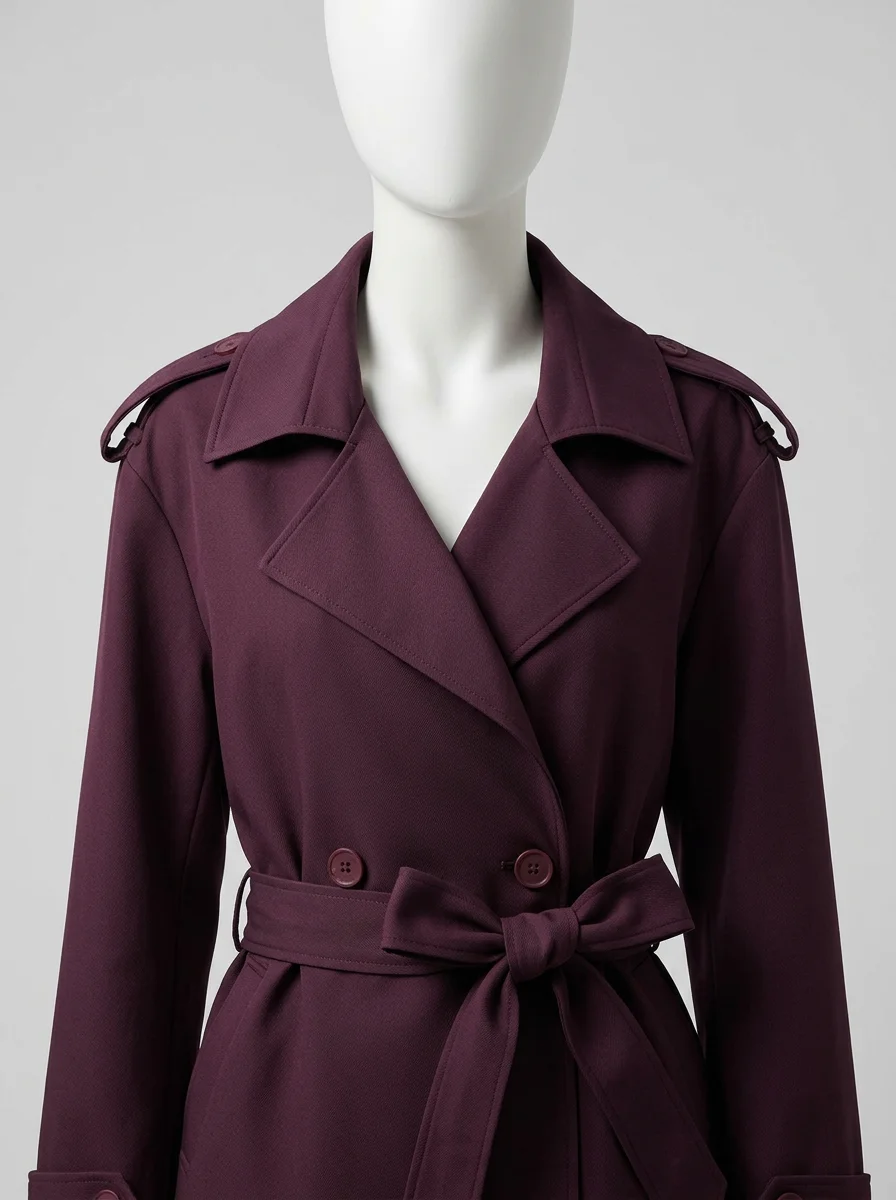 Trench court femme classique professionnel mi-saison avec ceinture - Vue 3 - Trench court
