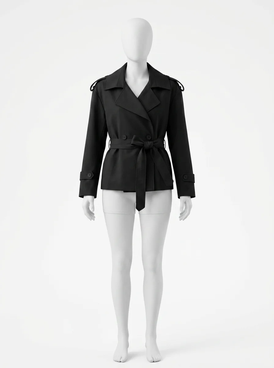Trench court femme classique professionnel mi-saison avec ceinture - Vue 4 - Trench court