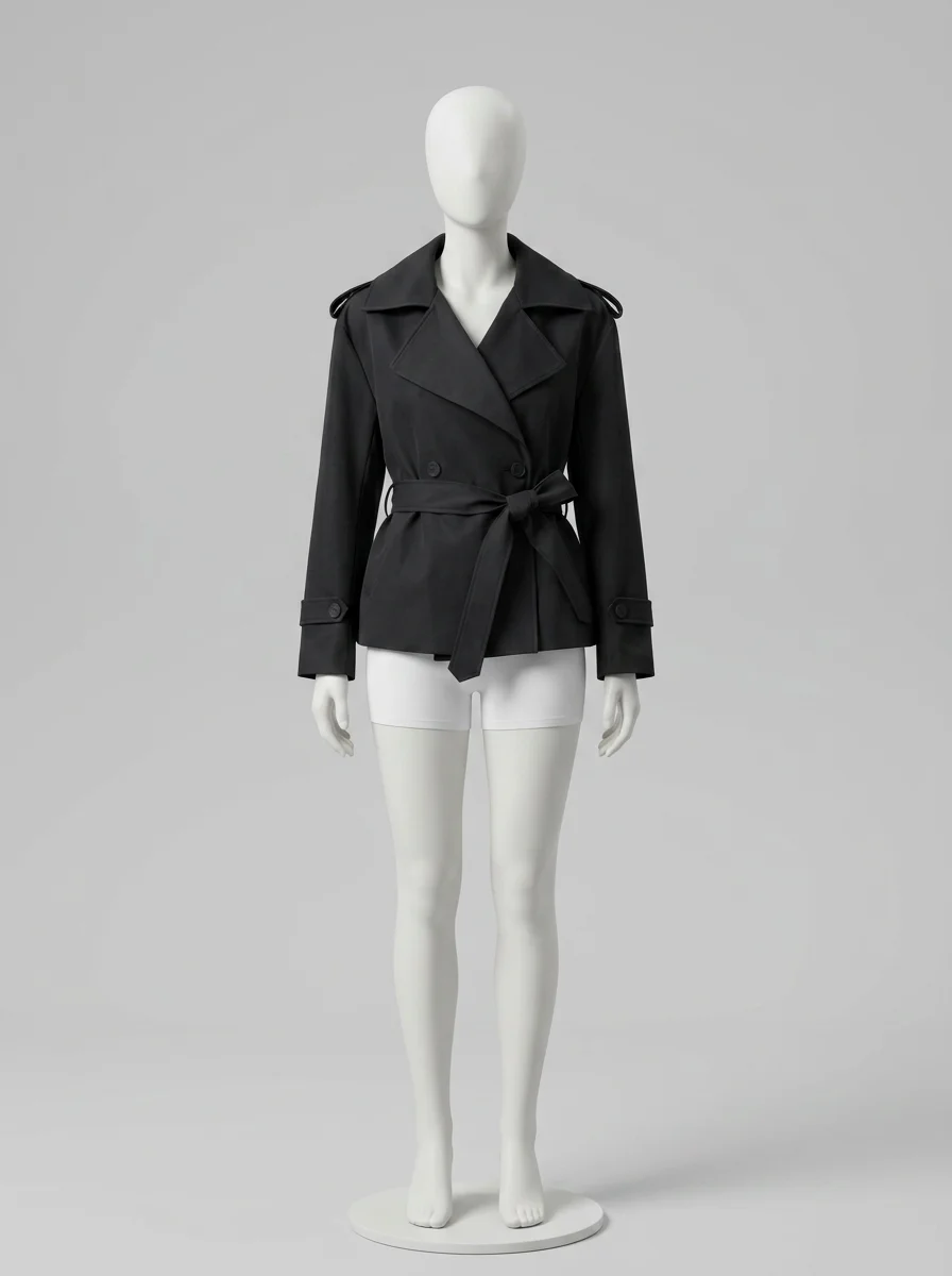 Trench court femme classique professionnel mi-saison avec ceinture - Vue 7 - Trench court
