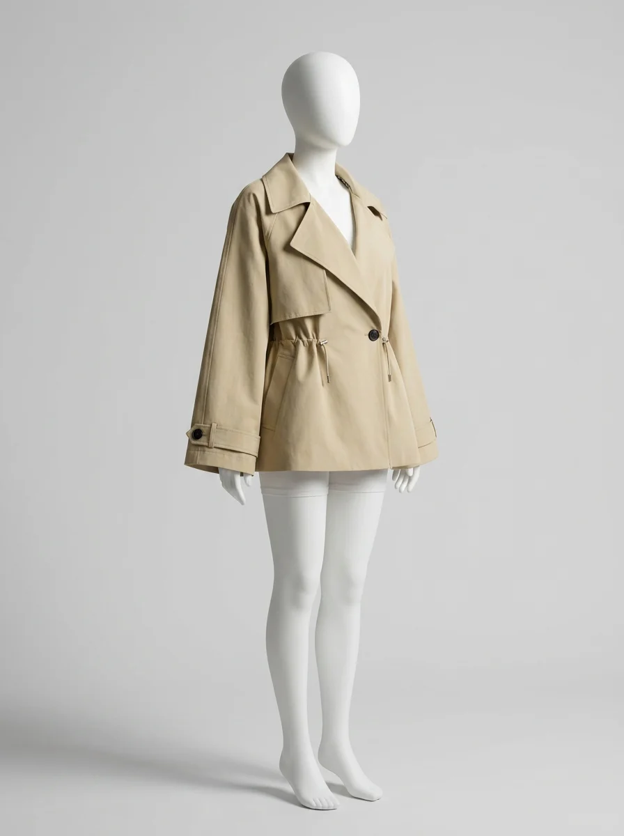 Trench court femme cordon serrage style britannique - Vue 3 - Trench court