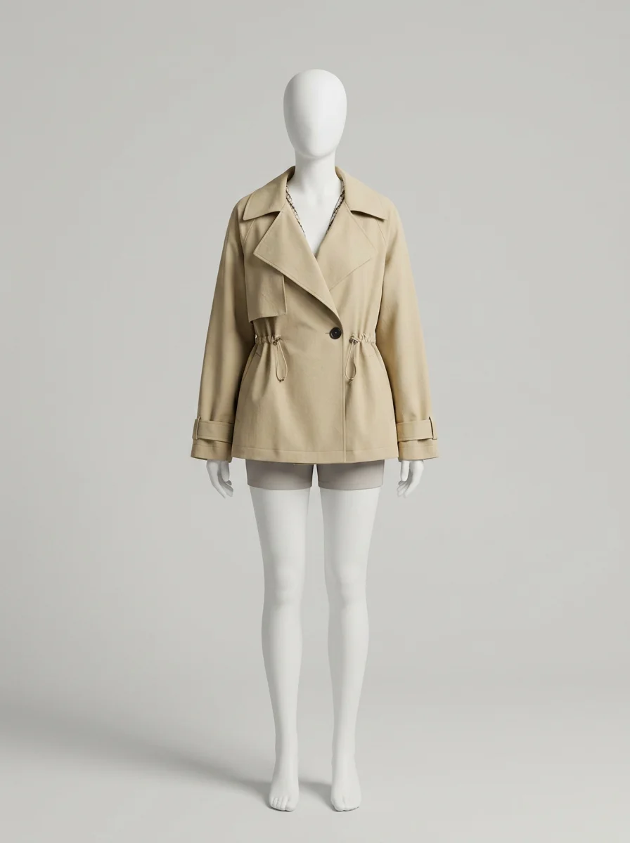 Trench court femme cordon serrage style britannique - Vue 5 - Trench court