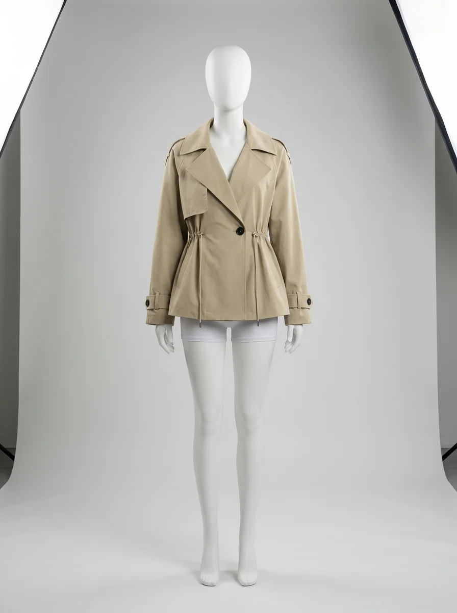 Trench court femme cordon serrage style britannique - Vue 8 - Trench court
