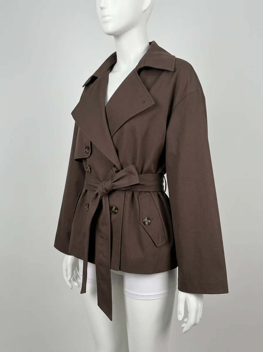 Trench court femme style britannique ample mi-saison - Vue 3 - Trench court