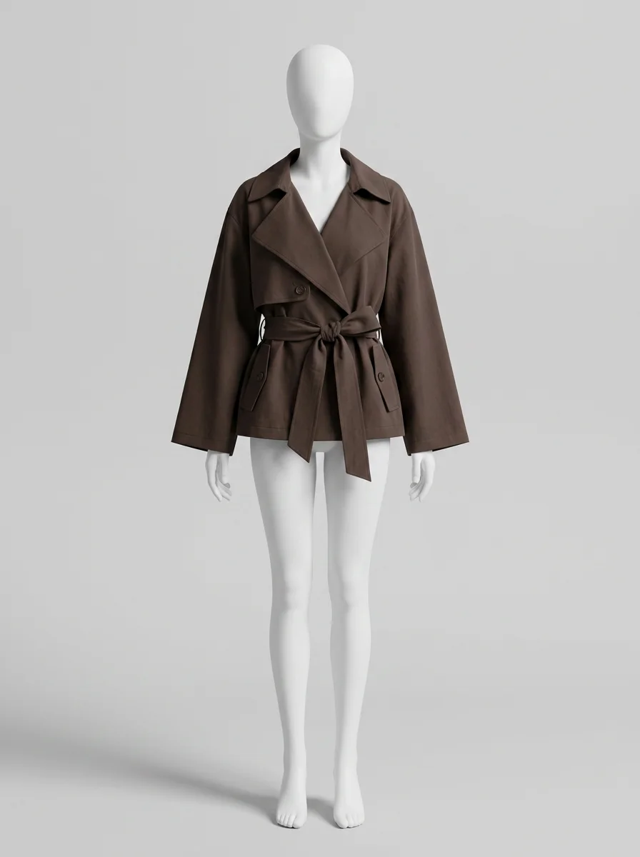Trench court femme style britannique ample mi-saison - Vue 5 - Trench court