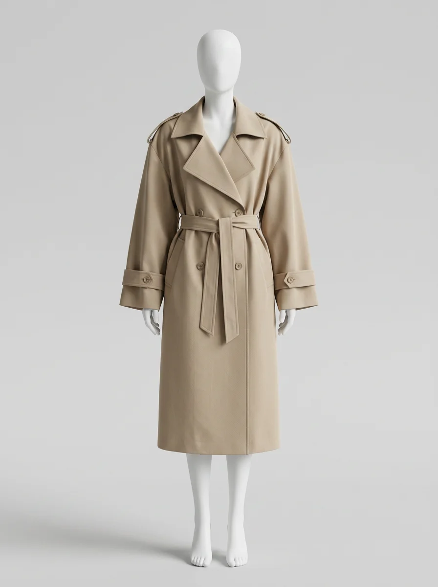 Trench court femme vintage élégant taille ceinturée - Vue 6 - Trench court