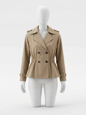Trench court léger taille coulissée femme - Vue 1 - Trench court