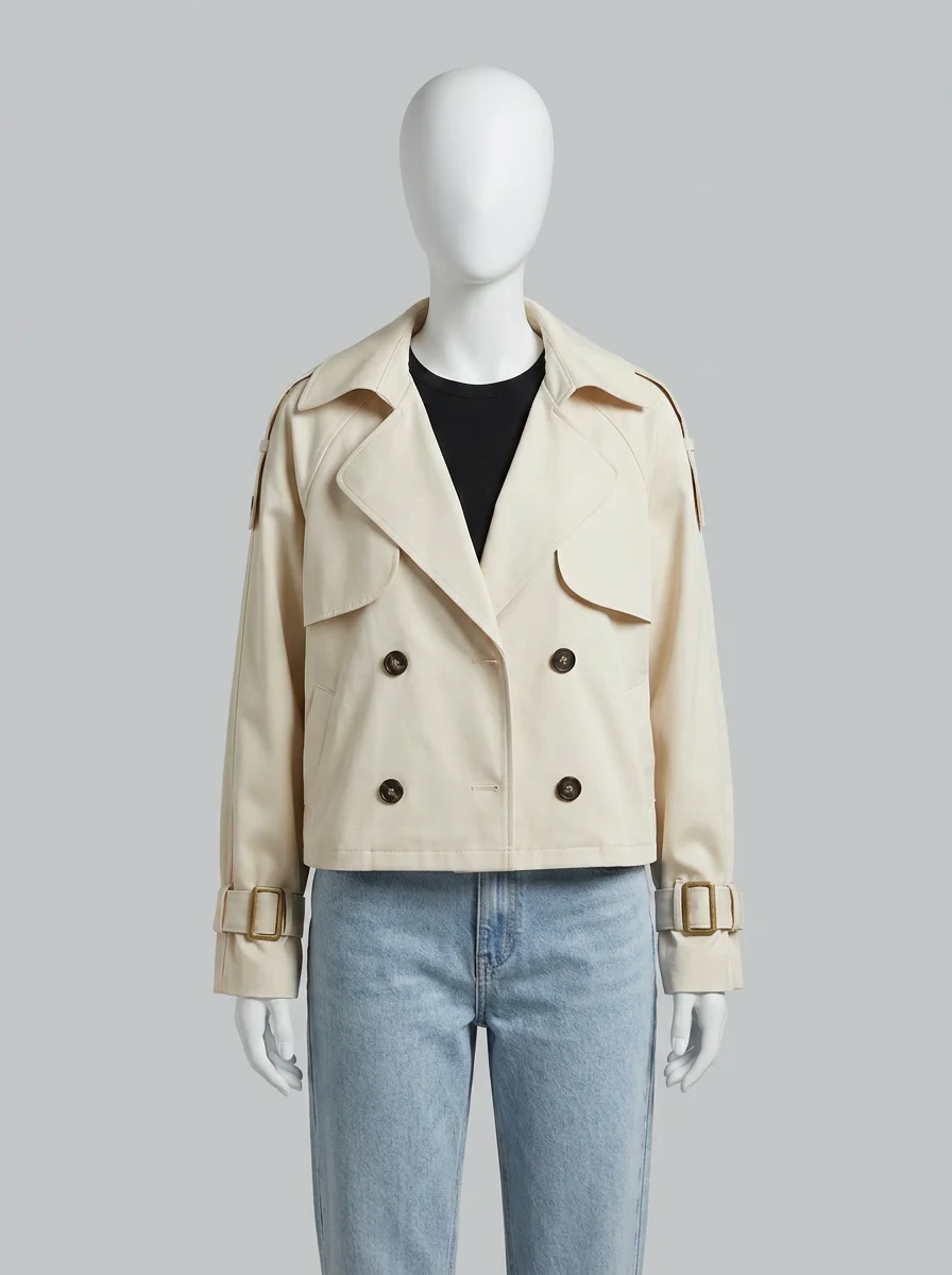Trench court oversize femme élégant quotidien - Vue 12 - Trench court