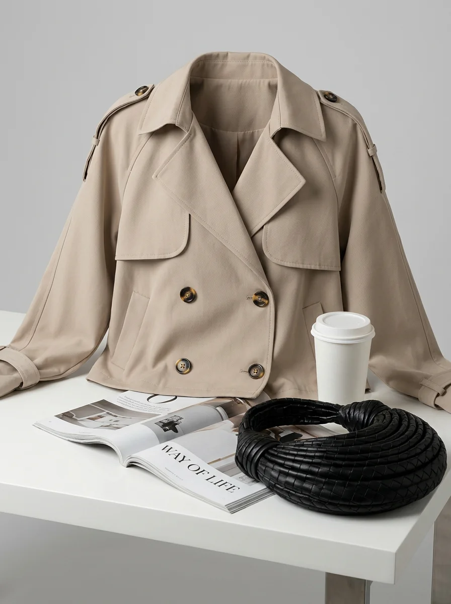 Trench court oversize femme élégant quotidien - Vue 8 - Trench court