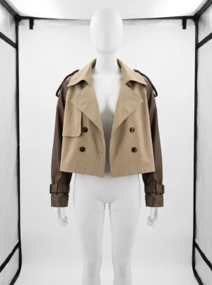Trench court patchwork style britannique femme élégant - Vue 1 - Trench court