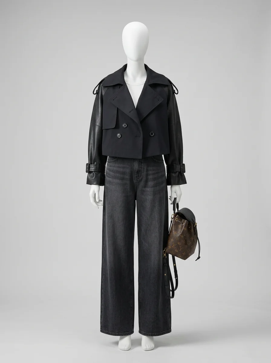 Trench court patchwork style britannique femme élégant - Vue 10 - Trench court