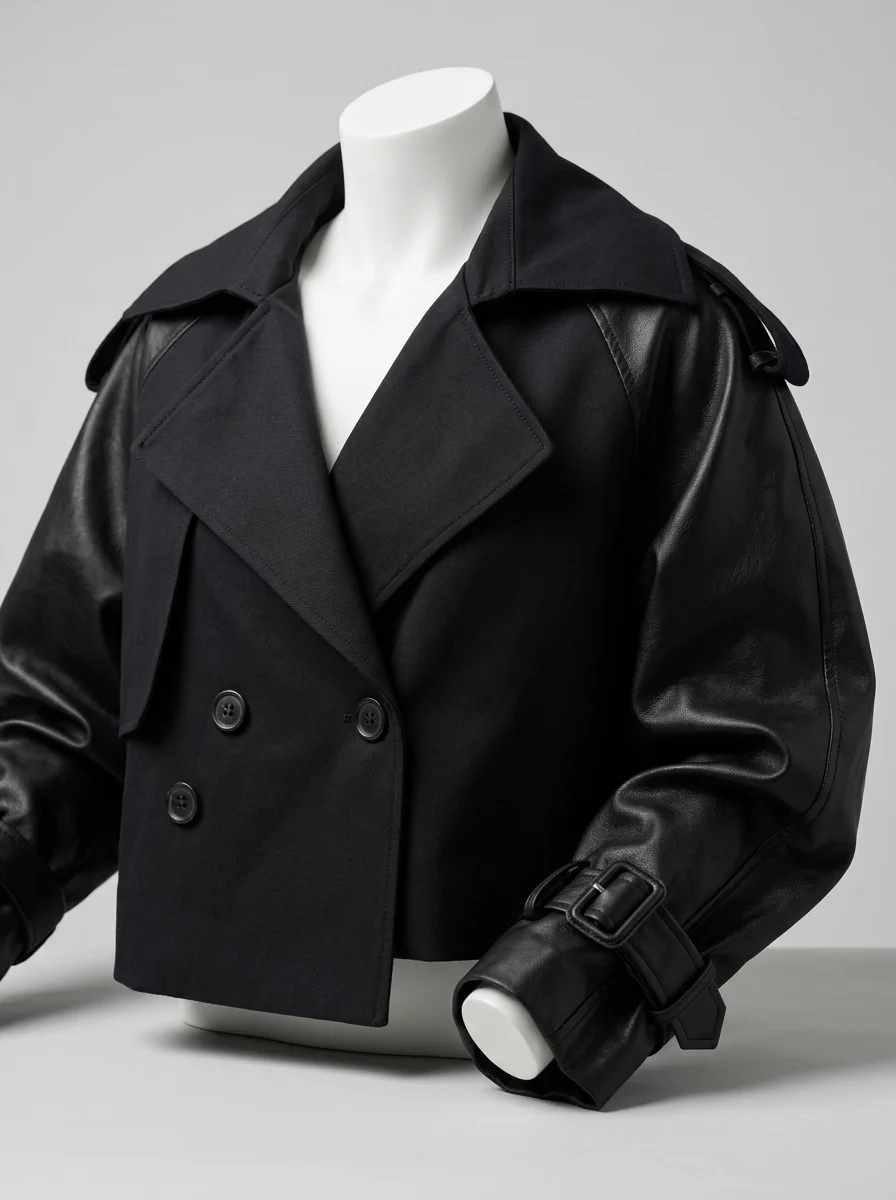 Trench court patchwork style britannique femme élégant - Vue 6 - Trench court